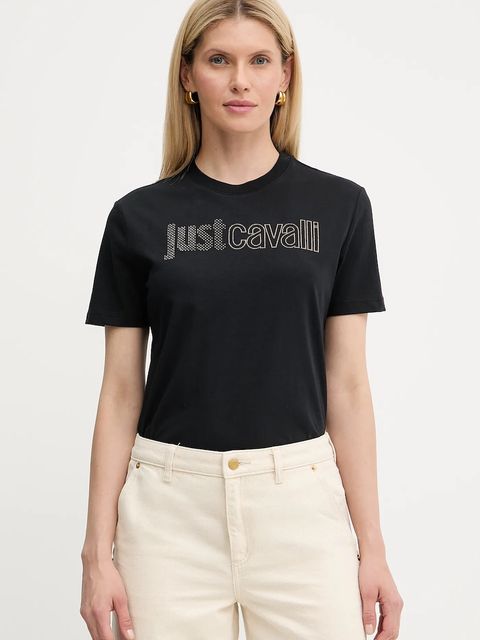 Just Cavalli t-shirt bawełniany damski kolor czarny 79PAHE23 CJ110 - zdjęcie produktu nr 1
