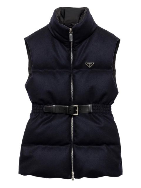 Prada padded triangle-logo gilet - Blue - zdjęcie produktu nr 1