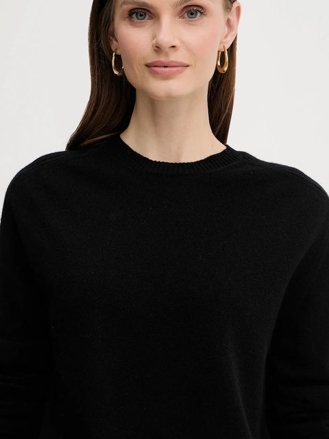 Twinset sweter wełniany damski kolor czarny lekki 252TP3495