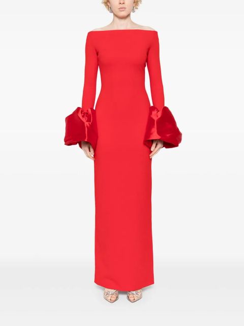 Solace London Talia oversized-cuffs gown - Red - zdjęcie produktu nr 2