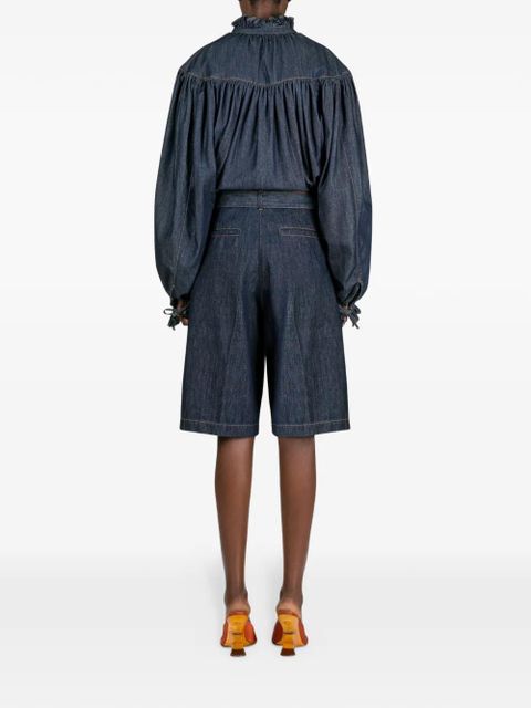 DRIES VAN NOTEN belted denim shorts - Blue
