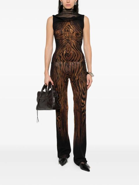 Jean Paul Gaultier high-neck wood-print top - Black - zdjęcie produktu nr 2