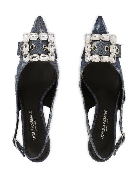 Dolce & Gabbana 60mm patchwork-denim slingback pumps - Blue