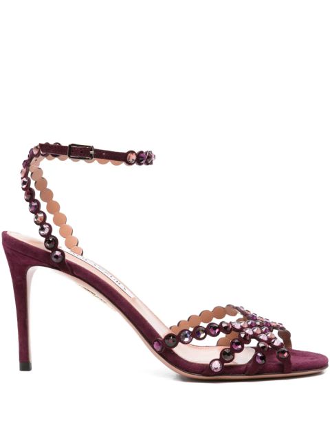 Aquazzura 90mm embellished scalloped-edges heeled sandals - Red - zdjęcie produktu nr 1