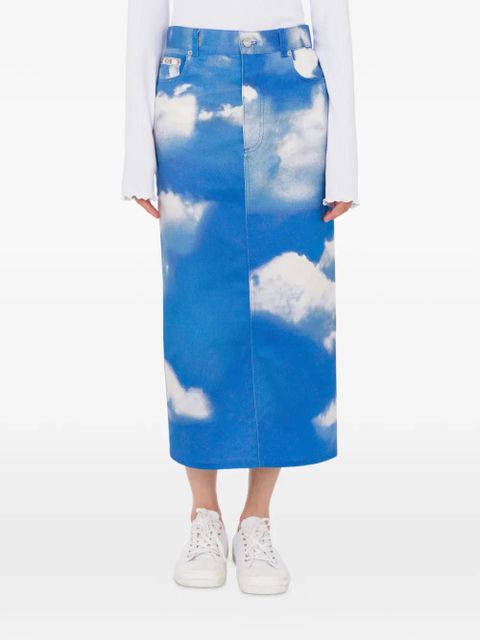 Moschino cloud-print five-pocket skirt - Blue