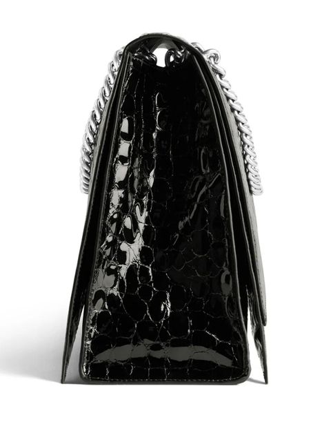 Balenciaga large Crush crocodile-effect shoulder bag - Black