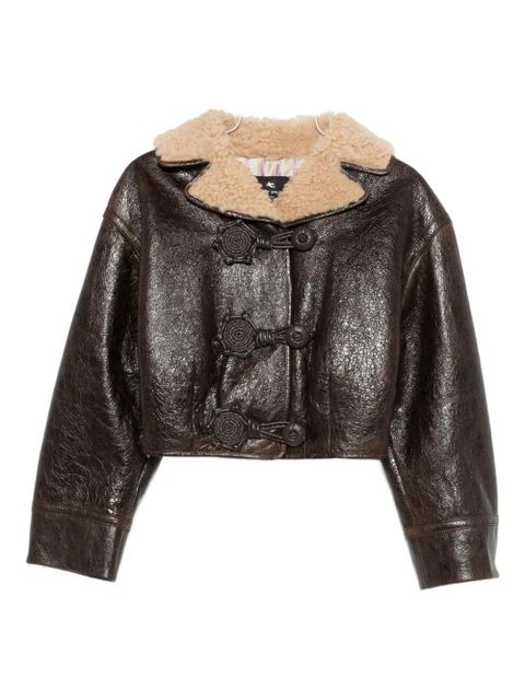 ETRO shearling-collar leather jacket - Brown - zdjęcie produktu nr 2