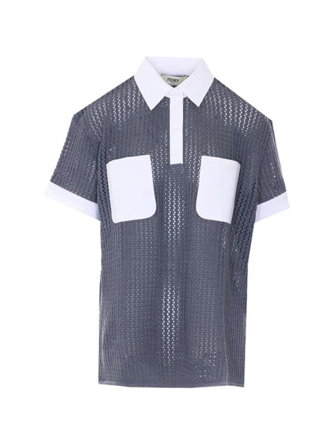 FENDI open-knit polo top - Grey - zdjęcie produktu nr 1