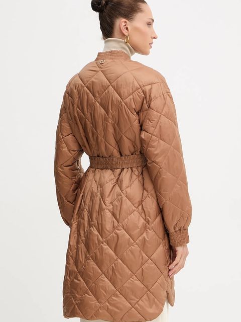 Twinset kurtka kolor brązowy przejściowa oversize 252TP2130