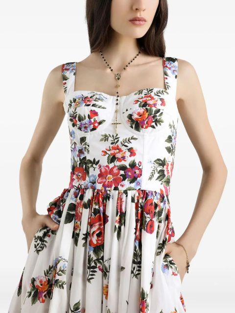 Dolce & Gabbana floral bouquet-print midi dress - White