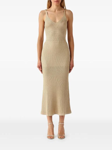 TWINSET ribbed-knit metallic dress - Neutrals - zdjęcie produktu nr 1