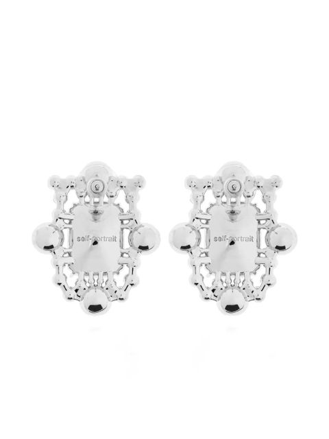 Self-Portrait embellished earrings - Silver