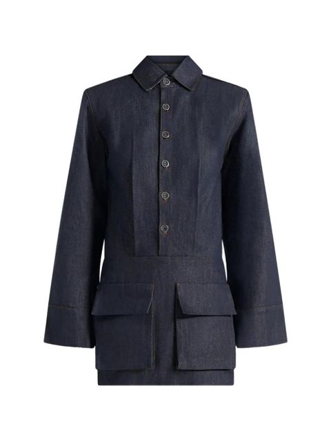 Manière De Voir Laure shoulder-pads denim mini dress - Blue - zdjęcie produktu nr 1