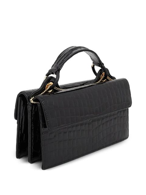 Aquazzura Downtown 24/7 croc-embossed tassel tote bag - Black
