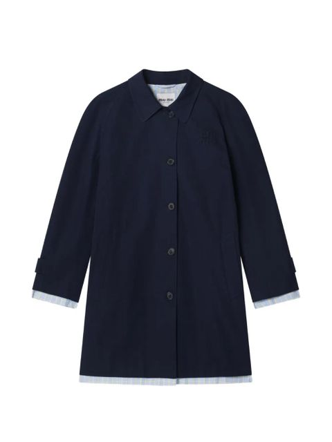 Miu Miu single-breasted poplin coat - Blue - zdjęcie produktu nr 1