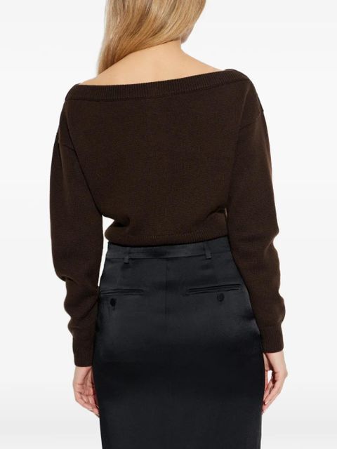 TOM FORD boat-neck cardigan - Brown - zdjęcie produktu nr 2
