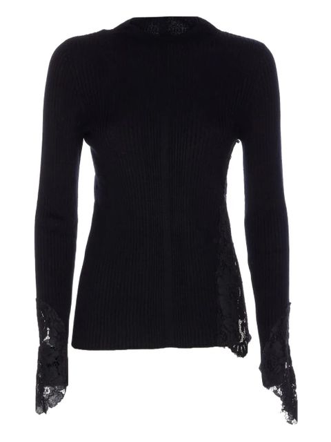 PINKO lace-insert ribbed sweater - Black - zdjęcie produktu nr 1
