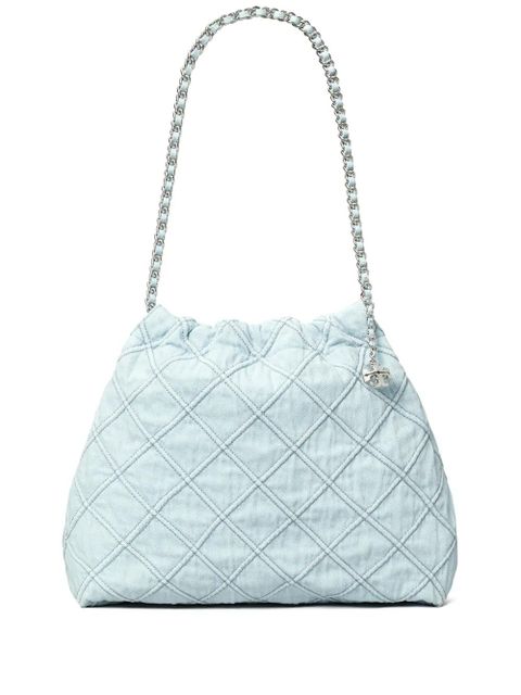 Tory Burch Fleming denim hobo bag - Blue - zdjęcie produktu nr 1