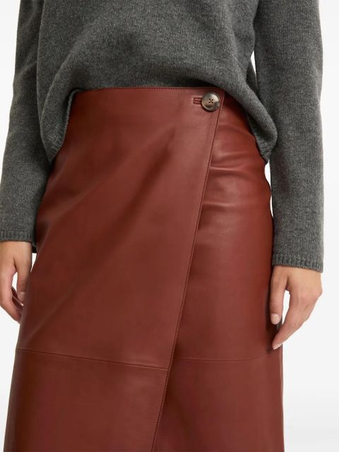Yves Salomon leather wrap skirt - Brown