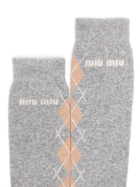 Miu Miu argyle-intarsia socks - Grey
