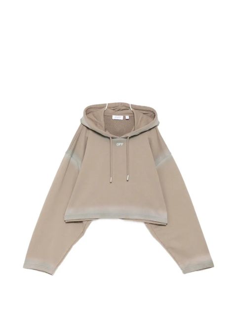 Off-White spray-effect logo stamped hoodie - Neutrals - zdjęcie produktu nr 1