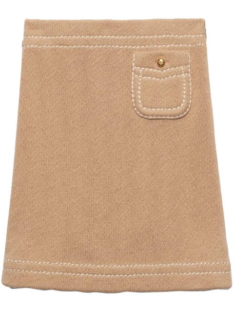 Prada knitted cotton mini skirt - Neutrals