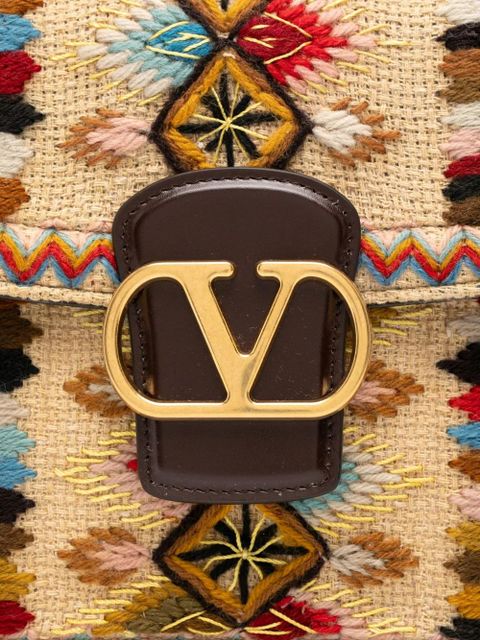 Valentino Garavani embroidered shoulder bag - Neutrals