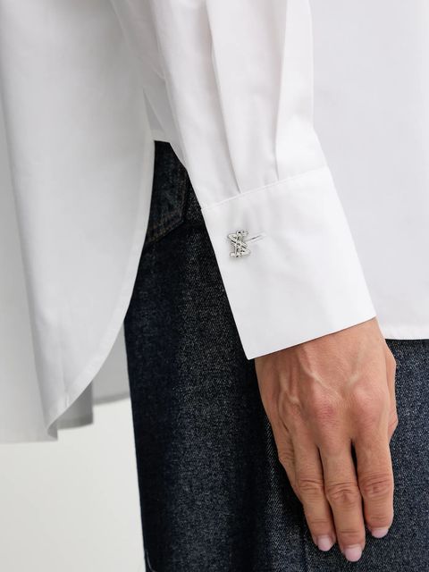 Twinset koszula bawełniana damska kolor biały relaxed z kołnierzykiem klasycznym 252AQ2070