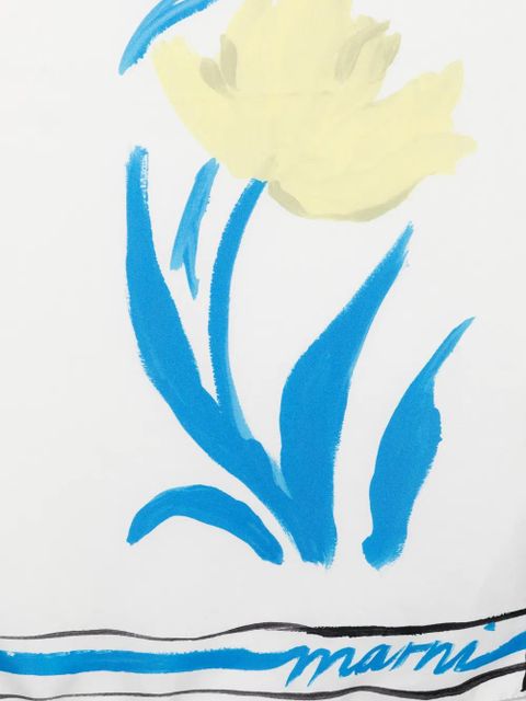 Marni floral striped scarf - White