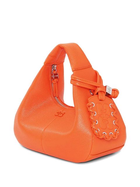 GANNI mini textured leather tote bag - Orange