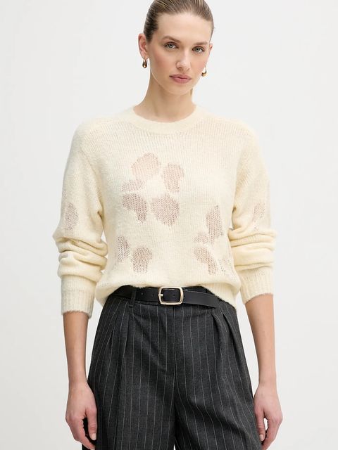 United Colors of Benetton sweter z dodatkiem wełny damski kolor beżowy 18L4E10EW - zdjęcie produktu nr 1