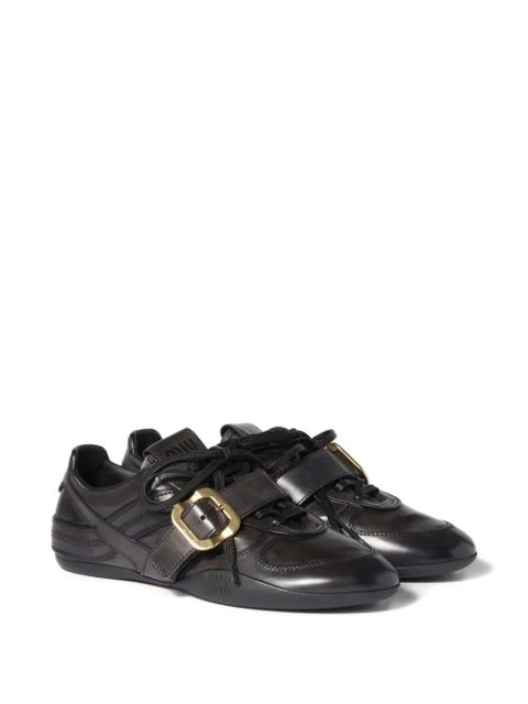 Miu Miu buckle-strap leather sneakers - Black