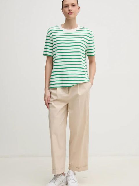 Tommy Hilfiger t-shirt bawełniany damski kolor zielony WW0WW46158 - zdjęcie produktu nr 2