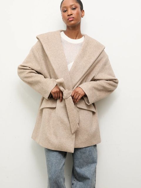 Answear.LAB płaszcz wełniany kolor beżowy