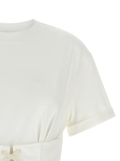 Alexander McQueen lace-up corset T-shirt - Neutrals