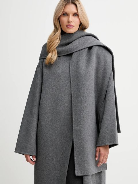 Calvin Klein płaszcz z dodatkiem wełny kolor szary LV044D555G