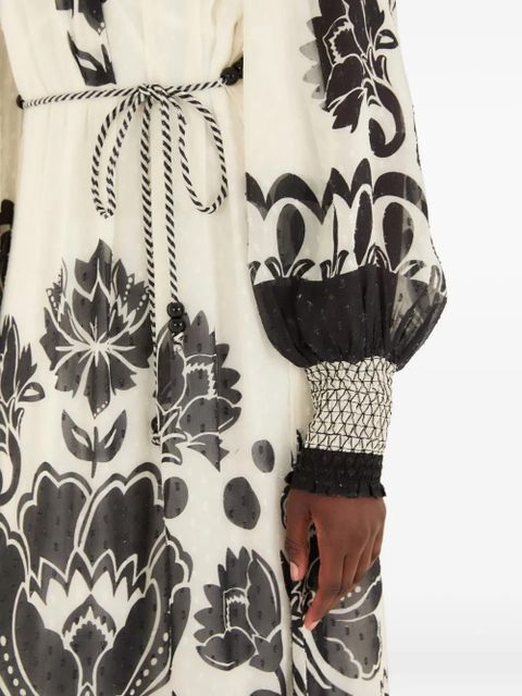 FARM Rio floral arabesque tie maxi dress - White