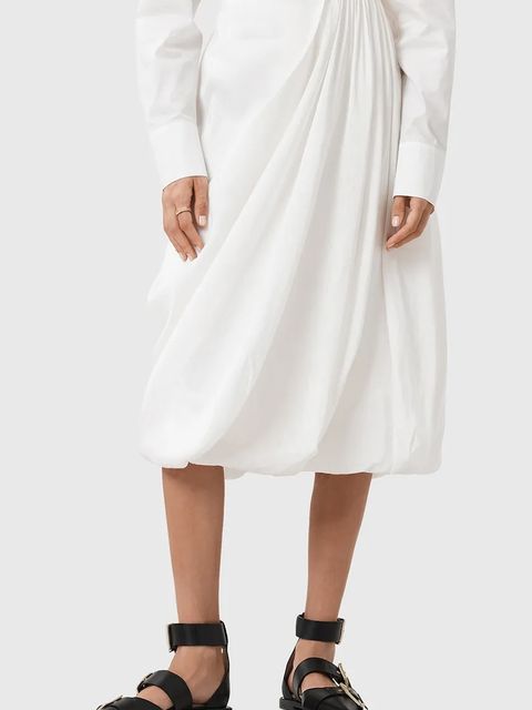 AllSaints spódnica NIA kolor biały midi rozkloszowana W001RD