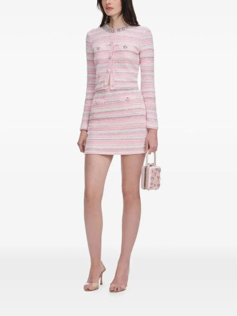 Self-Portrait striped embellished-detail mini skirt - Pink - zdjęcie produktu nr 2