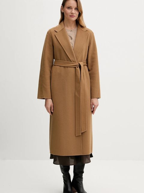 Tommy Hilfiger płaszcz z wełną kolor brązowy WW0WW47286 - zdjęcie produktu nr 1