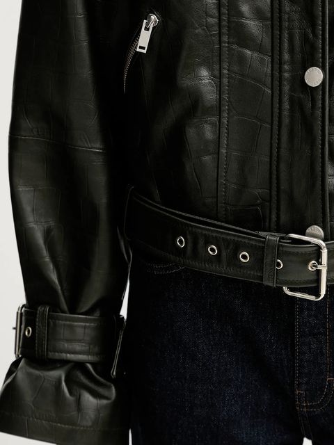 Gestuz kurtka skórzana kolor zielony przejściowa 10910734