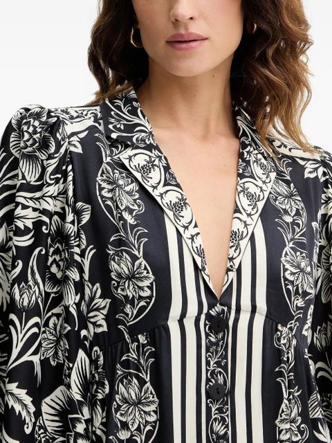 FARM Rio Lisbon floral puff-sleeve mini dress - Black