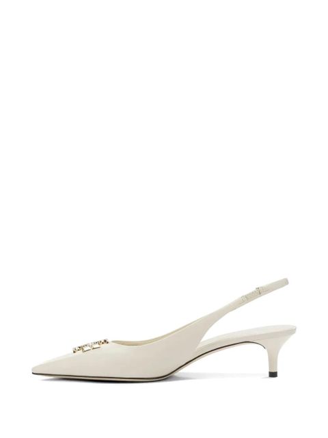 Tory Burch appliqued leather heeled pumps - Neutrals