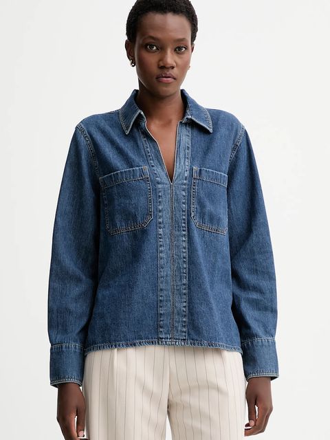 Rag & Bone bluzka jeansowa damska kolor niebieski gładka RJ0525FSUKE