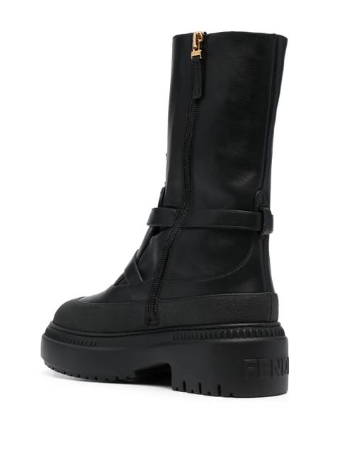 FENDI Delfina leather biker boots - Black - zdjęcie produktu nr 2