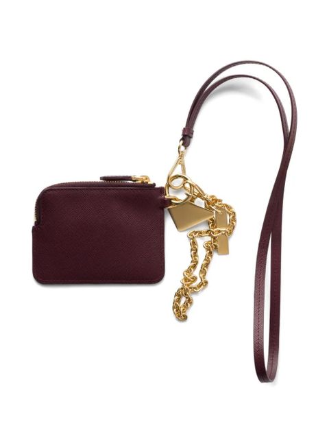 Prada Saffiano leather card holder with shoulder strap - Purple - zdjęcie produktu nr 2
