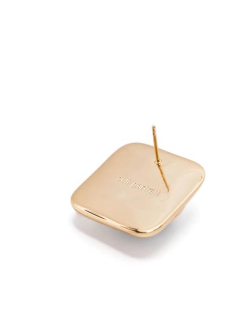 Self-Portrait Bow Square earrings - Gold