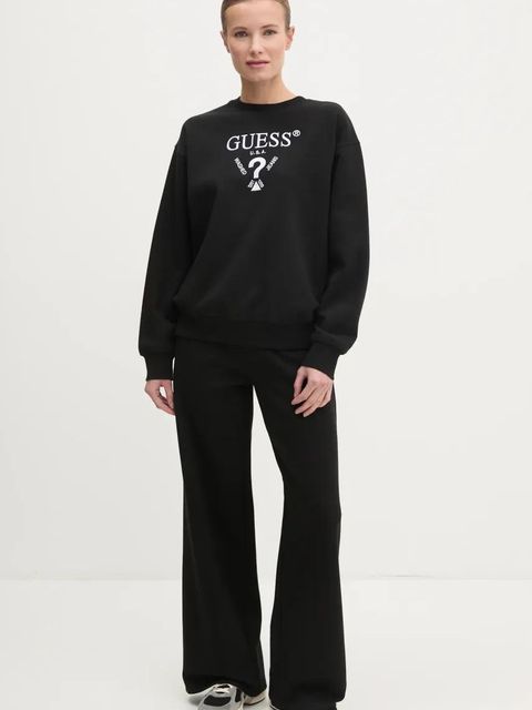 Guess bluza ROBERTA damska kolor czarny z aplikacją V5RQ12 KC3D2