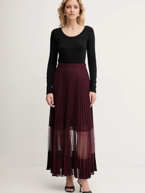 Twinset spódnica kolor bordowy maxi rozkloszowana 252TP2642