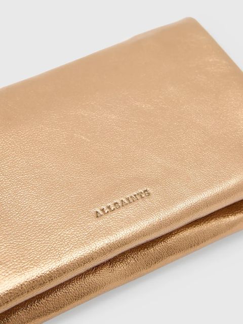 AllSaints portfel skórzany HARLUNA damski kolor złoty W205XD